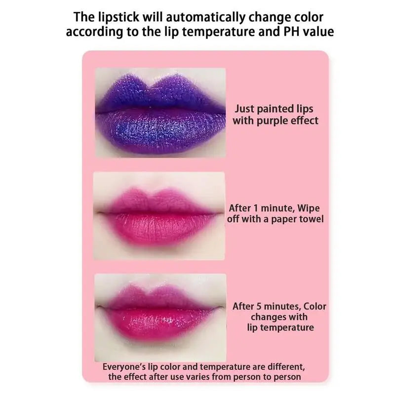 Color Changing Lipstick Blue Blue Shimmer Lipstick Changing Lipstick LTinted Lip BalmBlue Changed Into Pink Moisturizer Lazy - Seprincess