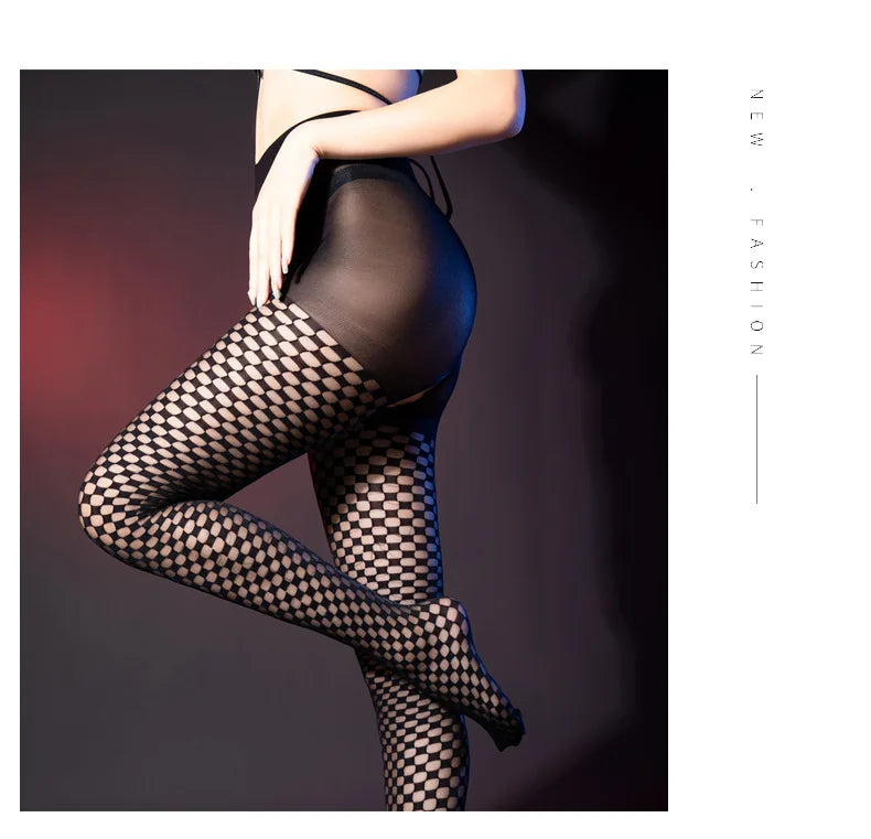 Stockings Mesh see through plaid tight fitting Socks women's new xxnx latex sexy outfits cute core slip underwear silk Sex shop - Seprincess