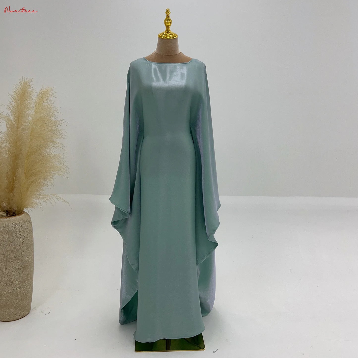 Fashion Shiny Bat sleeved Muslim Dress Robe Syari Female Full Length Butterflies Abaya Muslim Dress Worship Service Abaya wy2001