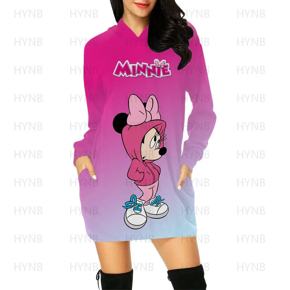 Mini Dress Elegant Dresses for Women Disney Prom Minnie Mouse Luxury Party Hoodie Long Sleeves 2024 Mickey Woman Clothes Kawaii - Seprincess