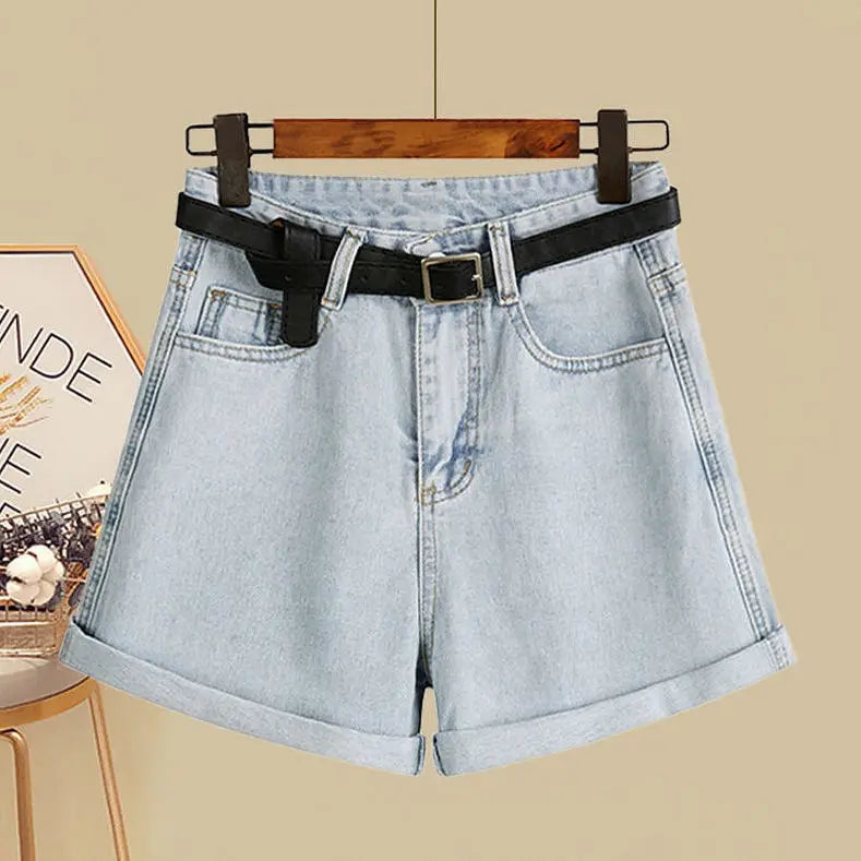 Spring and Summer Suit Women's 2023 New Korean Version Sunscreen Shirt Vest Slimming Versatile Denim Shorts Three-piece Set