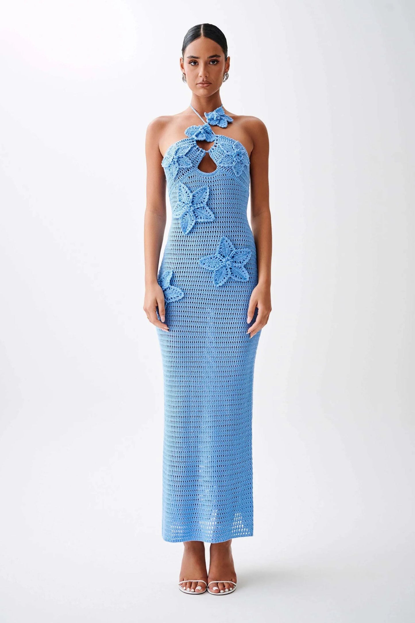 Women’s Beach Dresses Sexy Backless Knitted Long Dress Star Crochet Maxi Dresses 2024 Summer Women Beach Wear