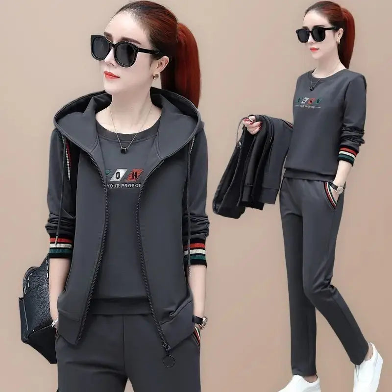 Fashion Women's Suit 2024 New Korean Version Spring and Autumn Long Sleeve Top Casual Sportswear Elegant Women's Three Suits - Seprincess