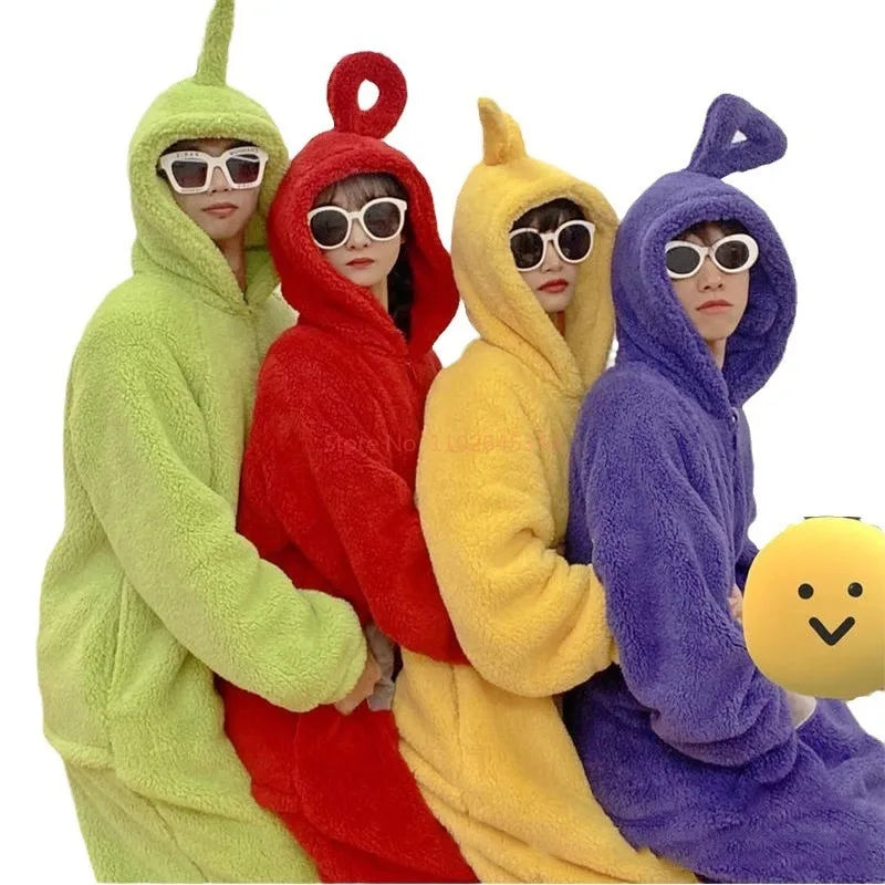 Adult Kids Teletubbies Costumes Soft Long Sleeves Piece Pajamas Costume With Children Home Clothes Cosplay Unisex Party Jumpsuit - Seprincess