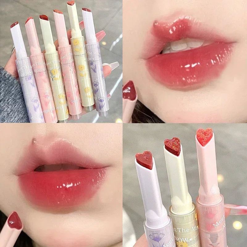 Transparent Lip Glaze Flower Honey Jelly Lipstick Pen Waterproof Non-stick Cup Heart-shaped Lip Gloss Korea Women Lips Makeup - Seprincess