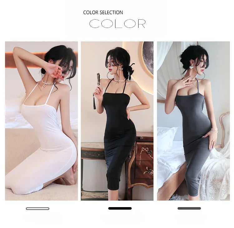 Sexy Dress Hanging neck backless strap suspender buttocks wrapped long skirt Woman clothes Evening dresses cheap clothes xxx - Seprincess