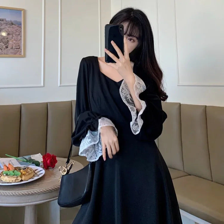 Black Haut De Gamme Designer Autumn Dress Niche Long Luxury French Style Women's Fashion Gown High End Feel Dress - Seprincess