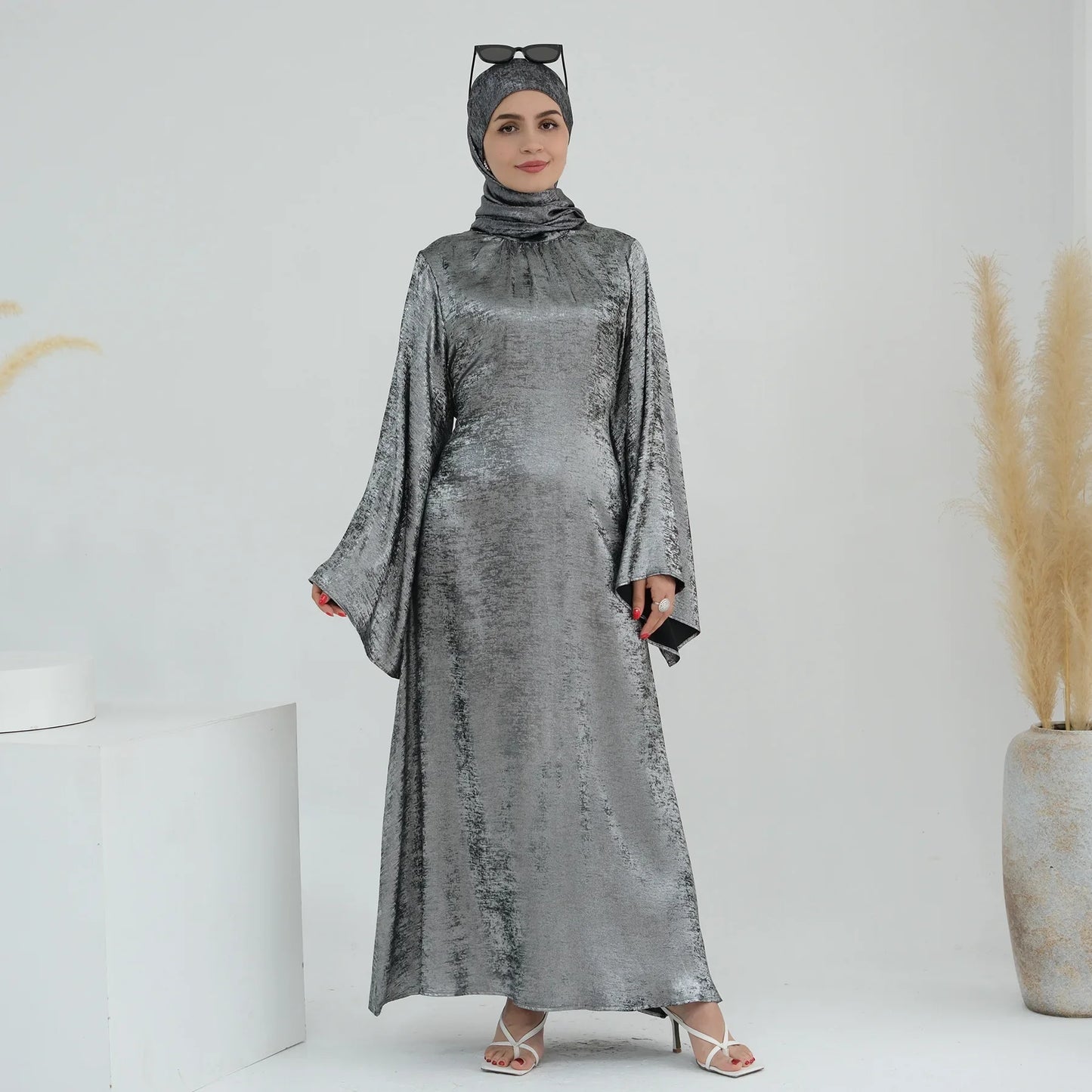 Butterfly Abaya Dress Elegant Belted Muslim Party Hijab Dresses Bronze Abayas for Women Dubai Turkey Islam Clothing Eid Kaftan