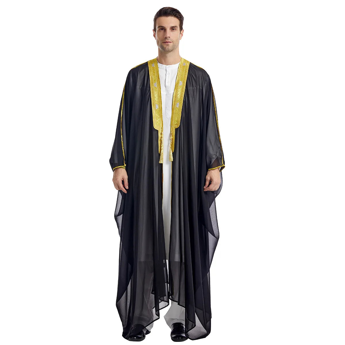 Eid Muslim Men Jubba Thobe Mens Cardigan Abaya Long Dress Islamic Ramadan Kimono Long Robe Saudi Arabic Musulman Caftan Dubai - Seprincess