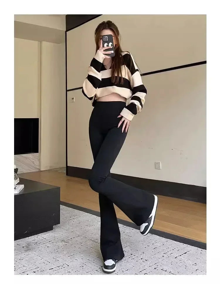 Leggings Women Gothic Sexy Girl Womens Clothing Seamless Leggings Bell-bottomed Pants Women Y2k Shark Pants Winter High Street