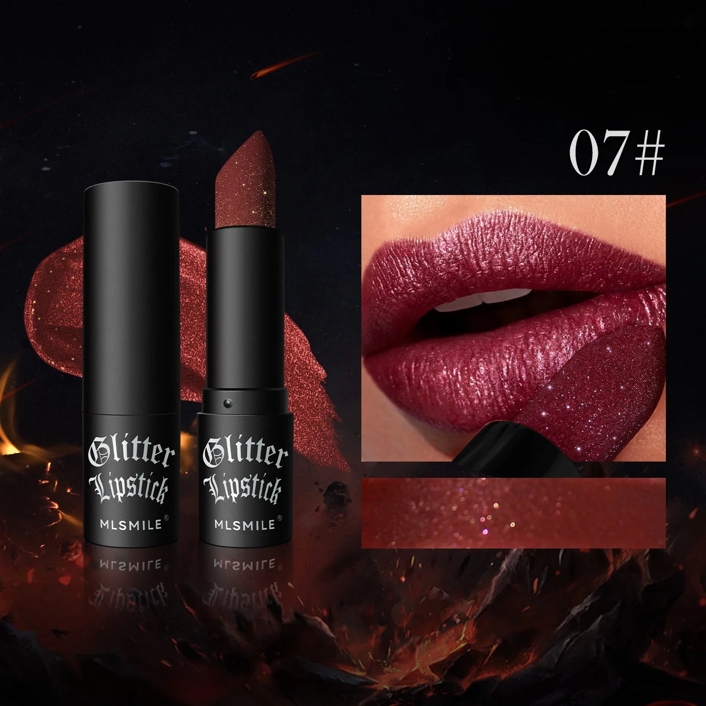 Waterproof Glitter Lipsticks Punk Style Nude Matte Not Fading Pearlescent Sexy Red Pink Velvet Lipsticks Lips Makeup Cosmetic - Seprincess