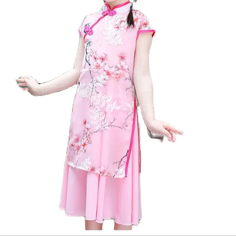 1pcs/lot chinese style children Girl Traditional Cheongsam Hanfu Dress Kids Princess Costume