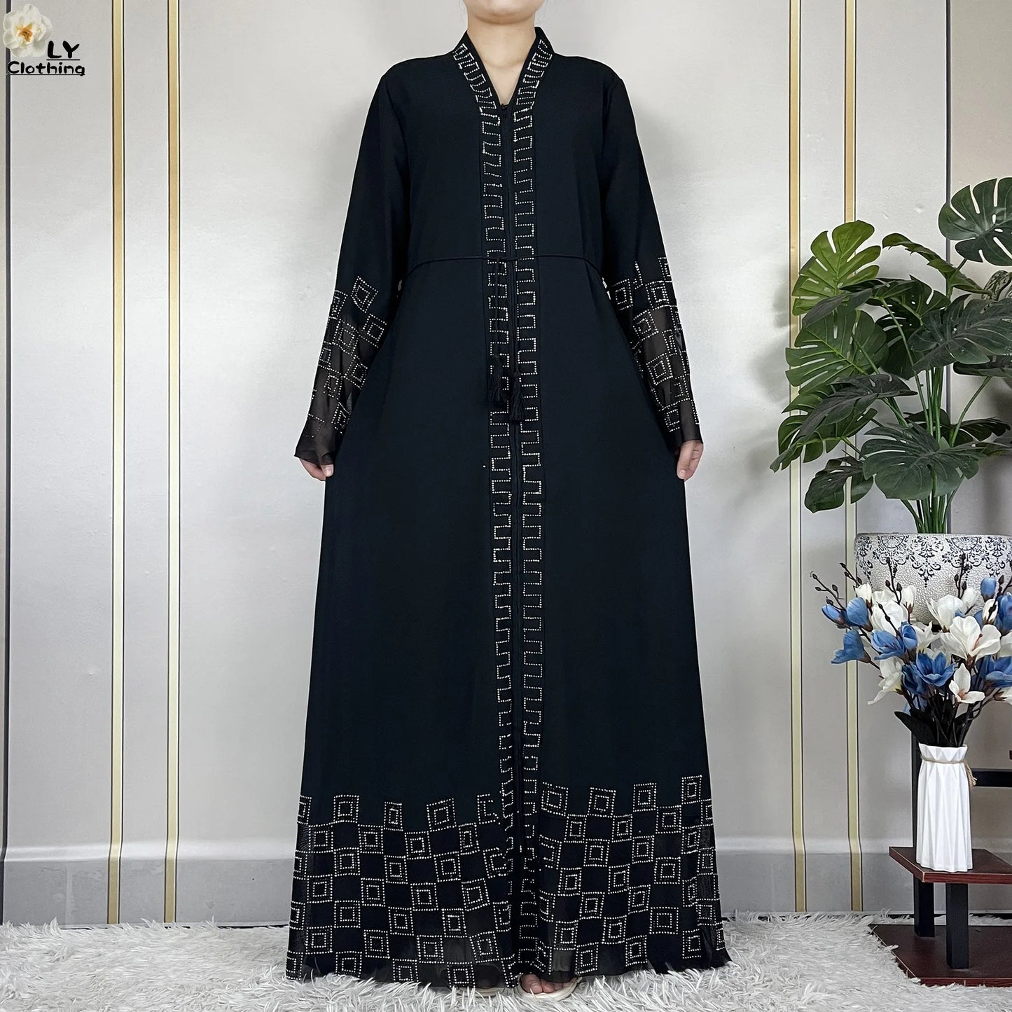 2024 For Women Elegant Dresses Dubai Party Outfits Long Sleeved Chiffon Dashiki Muslim Women Robe Open African Abaya Clothing - Seprincess