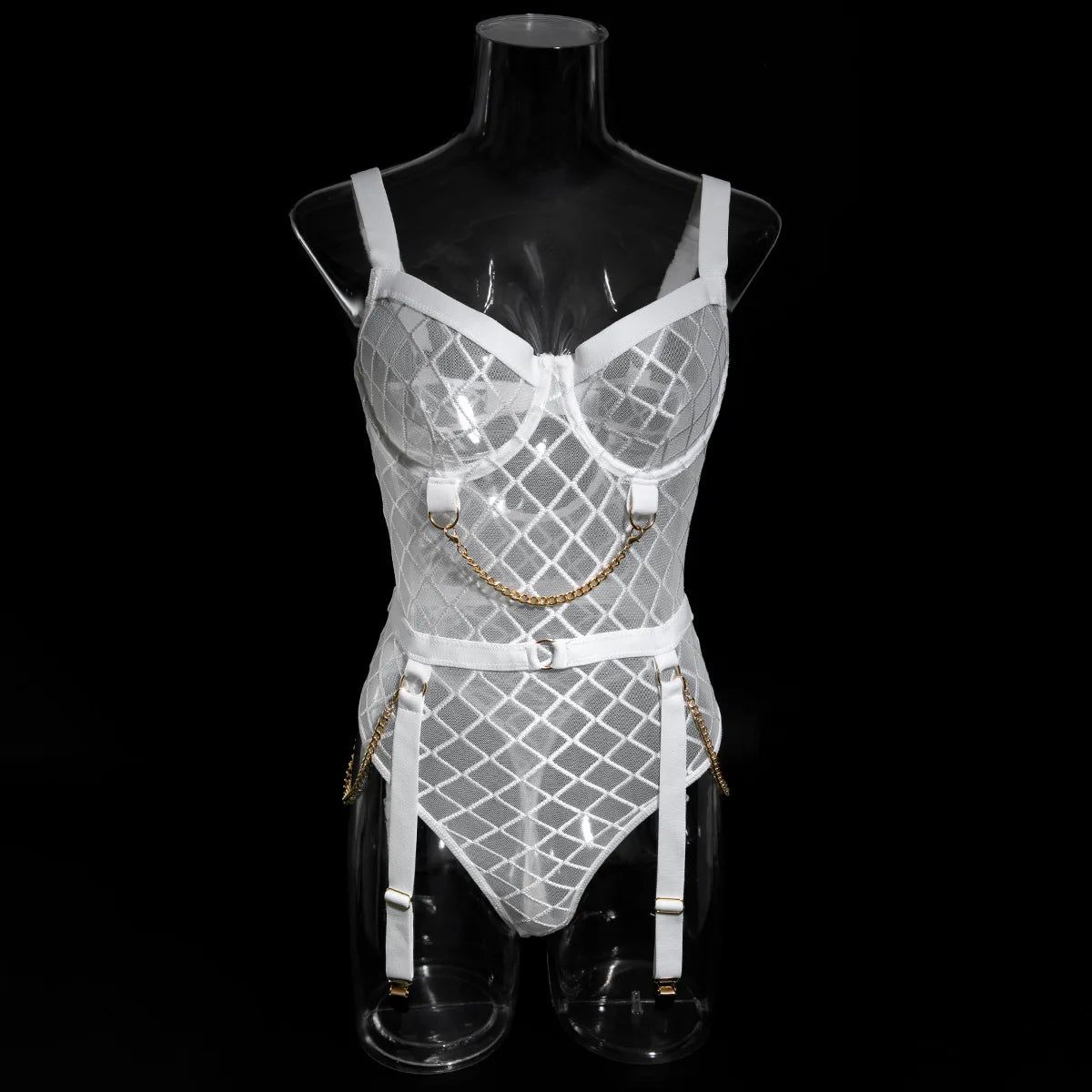 Bodysuit Tight fitting deep V-strap with see through grid pattern anal fetish sexy hot underwear women sexy lingеrie set xxx - Seprincess