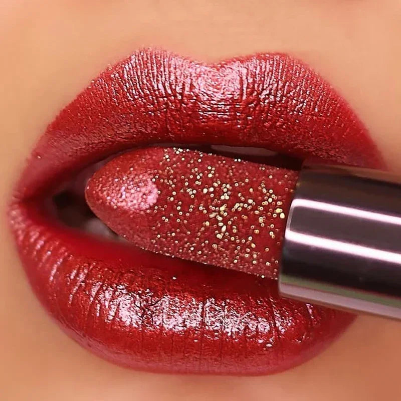 Glitter Diamonds Matte Lipstick Waterproof Long Last Color Rendering Non-stick Cup Nude Red Lipsticks Women Lip Makeup Cosmetics - Seprincess