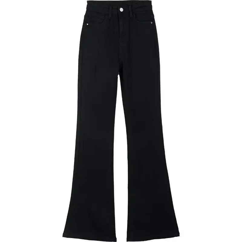 Autumn Winter Fleece-Lined High-Waisted Slimming Jeans For Women Petite Black Versatile Elastic Micro-Flared Cropped Pants