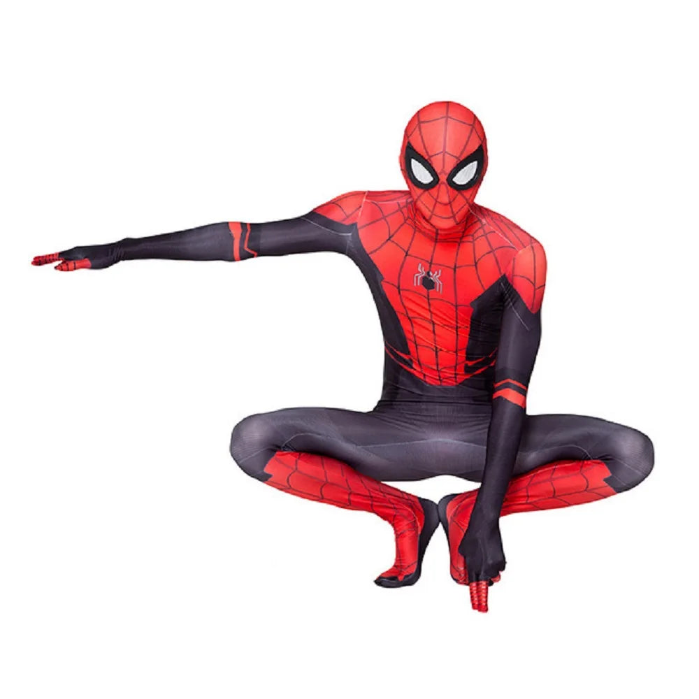 Kids Superhero Spider Costume Spandex Jumpsuit Halloween Cosplay Costumes Bodysuit Kids Head Cover Separation Party Set - Seprincess