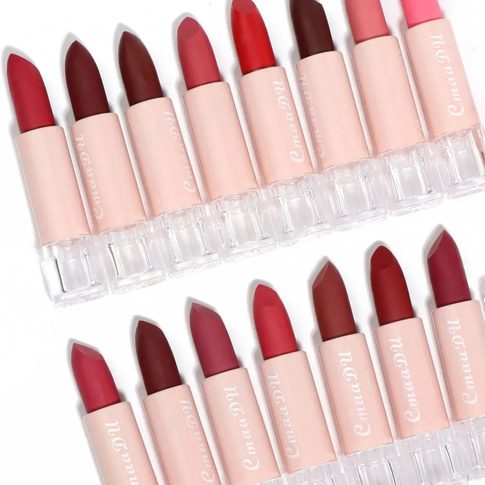 CmaaDu 15 Color Velvet Matte Lipsticks Waterproof Long Lasting Sexy Red Lipstick on-Stick Cup Makeup Lips Tints Pencil Cosmetics - Seprincess