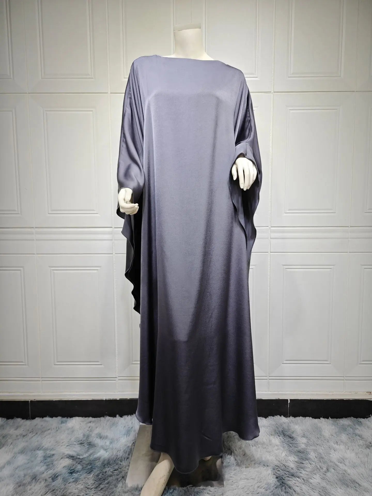 Shiny Satin Abaya Butterfly Dress Simple Saudi Muslim Abayas Dubai 2024 Luxury African Dresses for Women Turkish Islamic Clothes - Seprincess