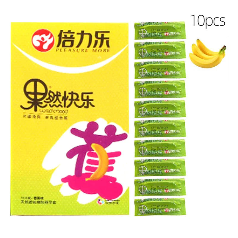 10pcs Men's Condoms Fruit Flavor Ultra Thin Genital Sleeve Sex Toy Extra Lubricated Sleeve for Penis Time Delay Sex Shop For Men - Seprincess