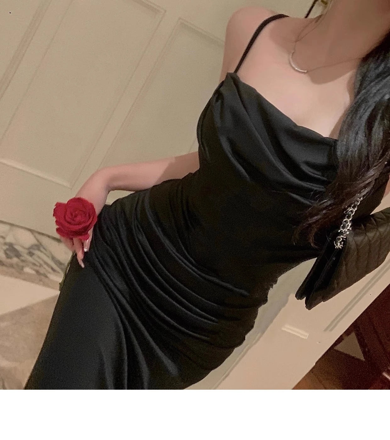 Women Elegant Sexy Bodycon Mermaid Dress Summer New Fashion Strap Evening Party Runway Robe Korean Female Solid Long Vestidos - Seprincess