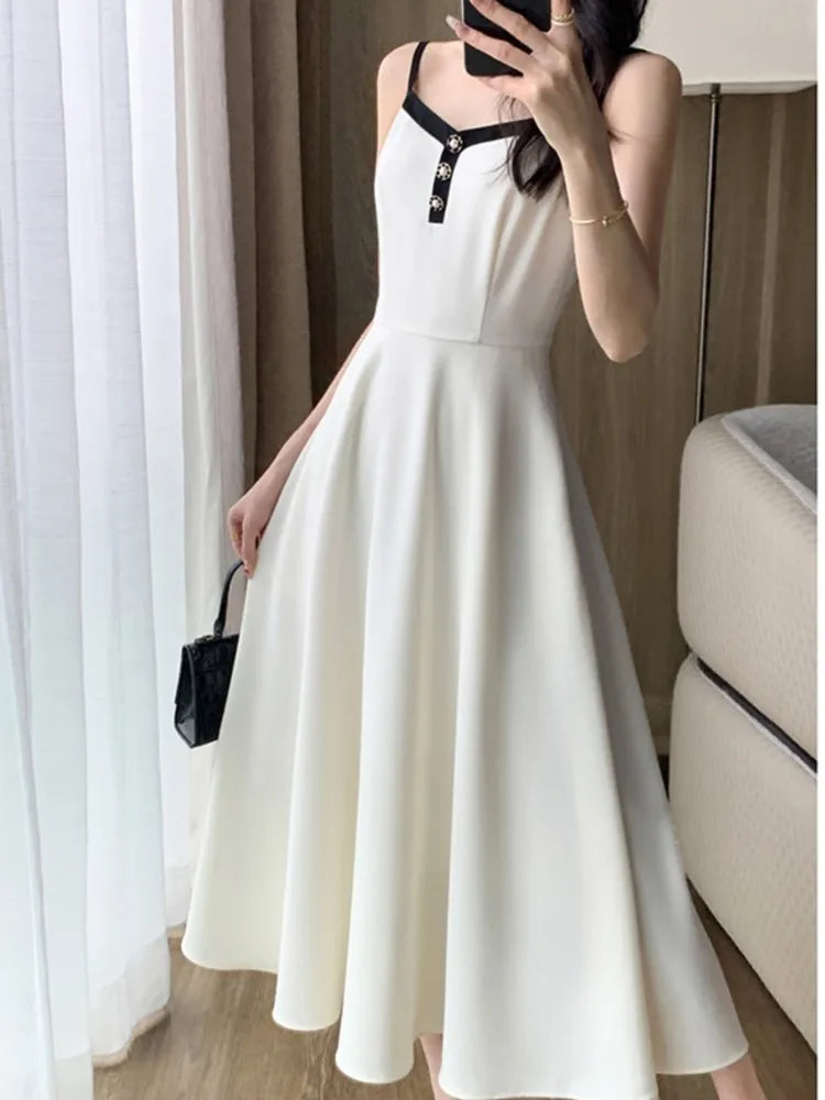 Elegant 2-Piece Dress Set for Lady Short Coat A-Line Midi Camisole Dresses Slim Korean Fashion Female Suit Spring Autumn New - Seprincess