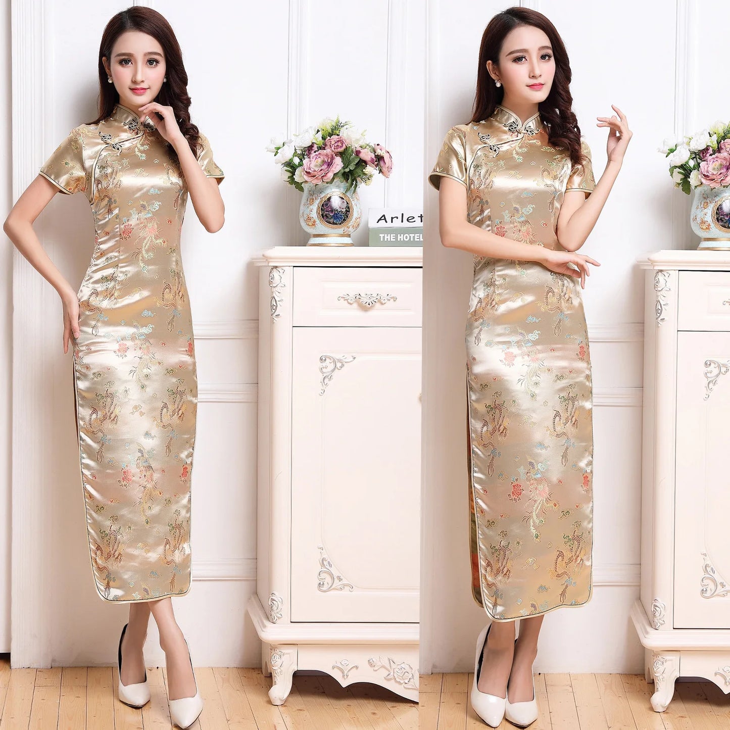 S-6Xl Plus Size Cheongsam Women Elegant Qipao Tradition Chinese Style Dresses Dragon Jacquard Cheongsams Sexy Long Vestidos - Seprincess