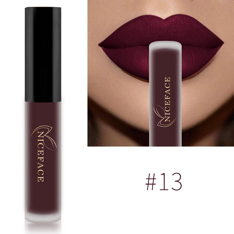 NICEFACE Hot Color Lip Gloss Waterproof Matt Lipgloss Lasting Nude Liquid Lipstick Cosmetic Sexy Women Lip Tint Makeup Lip Stain - Seprincess