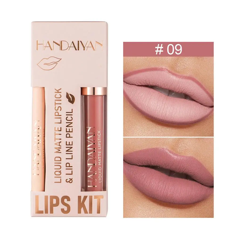 HANDAIYAN Matte Nude Brown Lipliner Pencil Lipsticks Set 12 Colors Lip Contour Kit Waterproof Non-sticky Sexy Velvet Lip Gloss - Seprincess