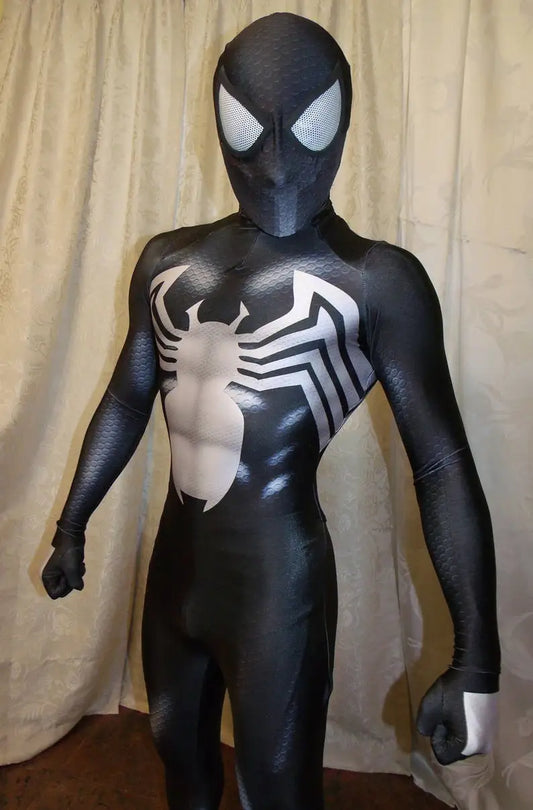 Halloween Adults Kids Black Costume Venom Symbiote 2 Spiderman SuperHero Cosplay Zentai Men Boys Male Bodysuit Party JumpSuit - Seprincess