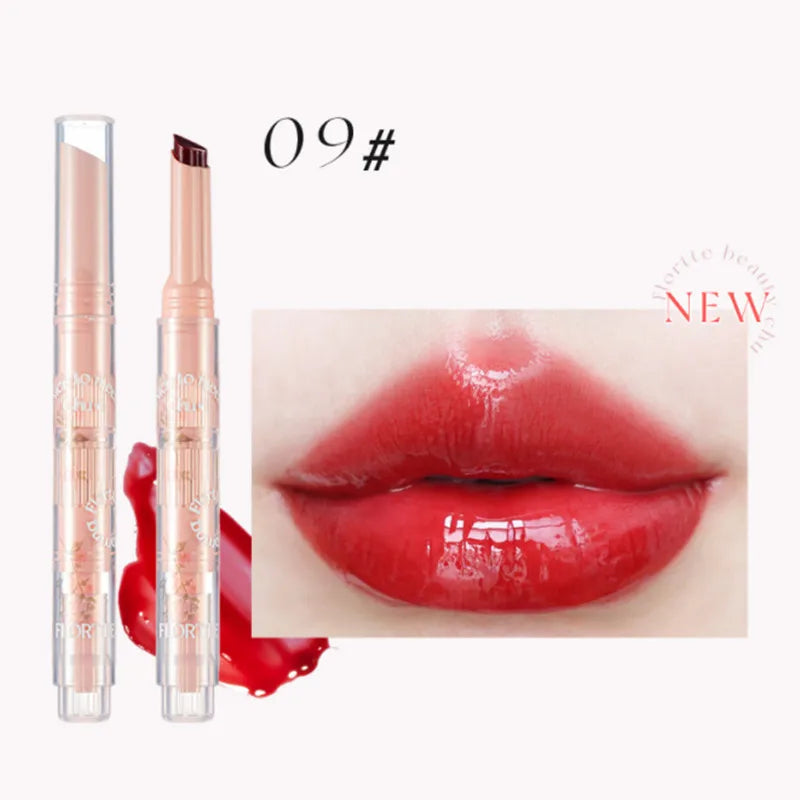 FLORTTE Crystal Lip Balm Jelly Lipstick Moisturizing Mirror Water Light Solid Lip Glaze Red Lip Tint Makeup Cosmetics New