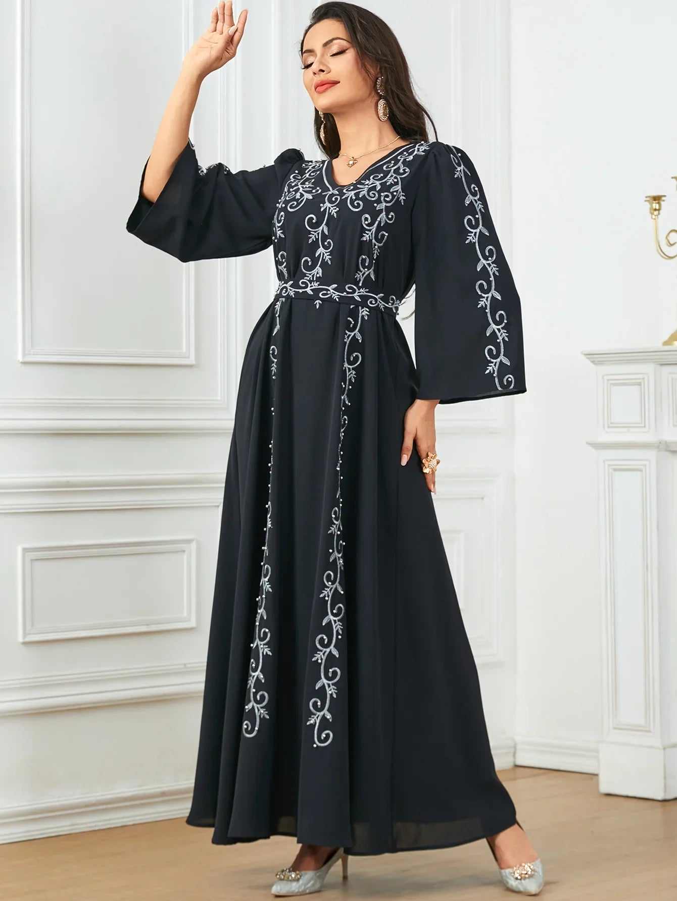 Eid Mubarak Party Muslim Women Embroidery Abayas Dress Turkey Dubai Kaftan Robe Morocco Jalabiya Islam Clothing Arab Vestidos - Seprincess