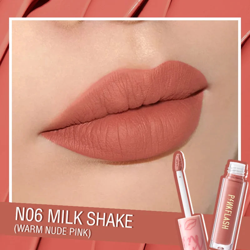 PINKFLASH Wholesale Matte Lipstick Soft Red Nude Pink Melting Lip Cream Waterproof Makeup Lipgloss Not Fade Lip Mud Lip Tint