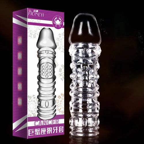 Wolf's Tooth Condom Crystal Single Box Large Particle Stabbing Penis Sleeve Reusable Cock Ring Extender Erotic Condoms for Men