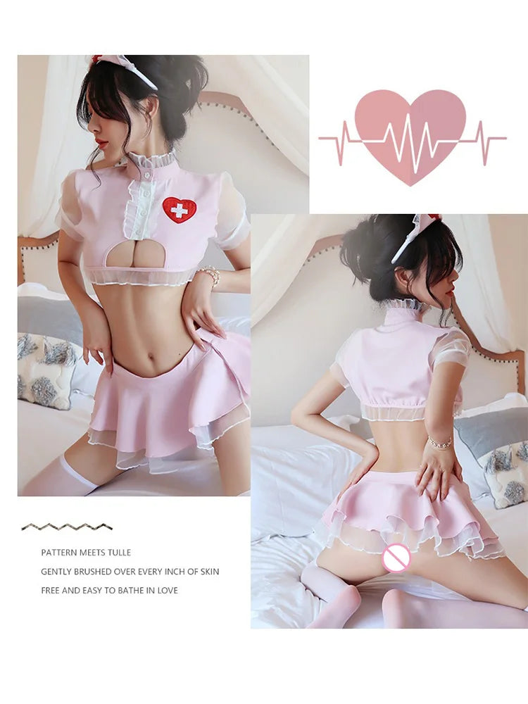 Sexy lingerie Nurse costume role-playing revealing mesh uniform temptation sexy costume woman Women's clothing 18 roles іgary - Seprincess