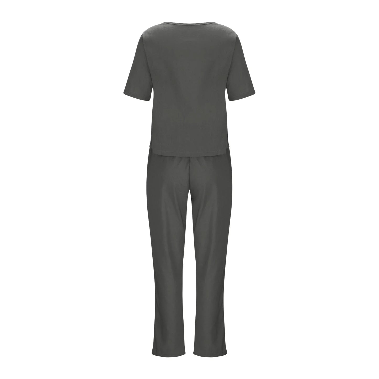 Women's Pullover Shirt And Pants Two-piece Set 2024 Women's Cotton And Linen Summer Suit Short Sleeved O-neck Outfit Pants - Seprincess