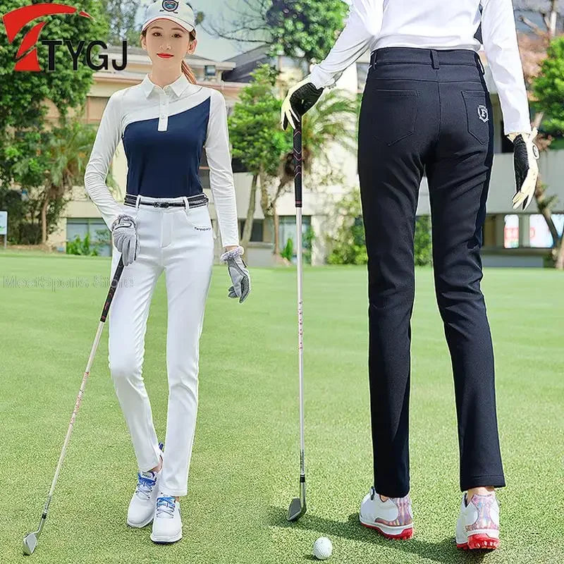 Ttygj Plus Velvet Ladies Slim Trousers Autumn Winter Golf Pants Women Waterproof Sports Tennis Pants Warm Long Trousers XS-XXL