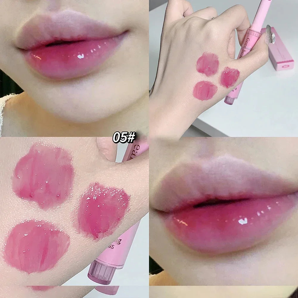 Jelly Pink Lipsticks Pen Moisturizing Lasting Mirror Water Light Solid Lip Gloss Glass Clear Lip Glaze Makeup Korean Cosmetics - Seprincess