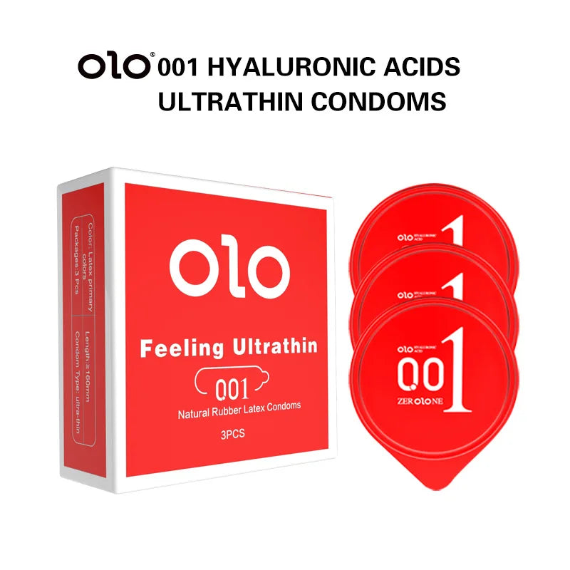 OLO Ultra Thin Condom 0.01 Feeling Penis Sleeve Hyaluronic Acids Rubber Latex Ejaculation Delay Condoms Intimate Sex Toy Product