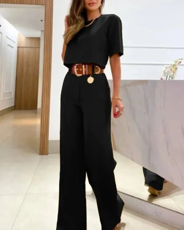 2023 Summer 2 Piece Sets Women Casual Crop Top T Shirt Outfit Long Pant Sets Tracksuit Two Piece Set  Korean Fashion Clothing - Seprincess