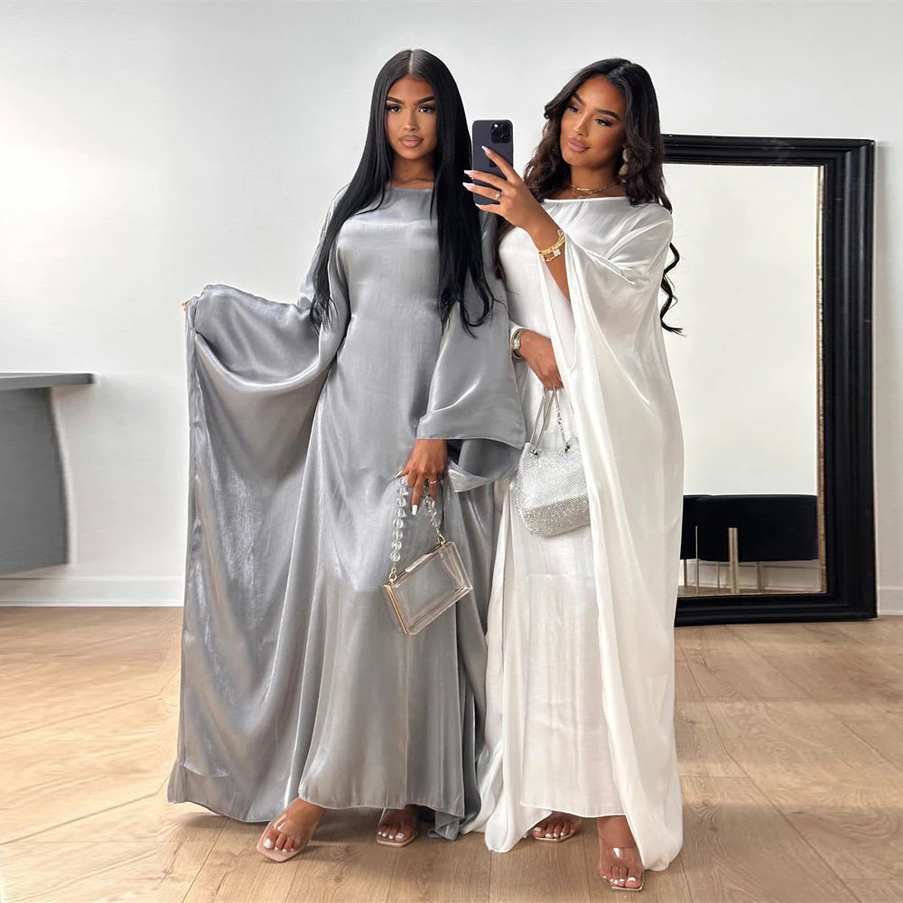 ramadan Eid Abayas For Women Modest Fashion Shimmer Batwing Satin Abaya Dubai Luxury 2024 Muslim Kaftan Dress Kebaya Vestidos - Seprincess