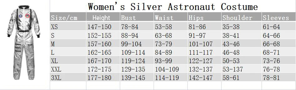 Halloween Christmas Silver Spaceman Men Women Space Suit Adult Children Astronaut Costume Family Party Dress Up Birthday Gift - Seprincess