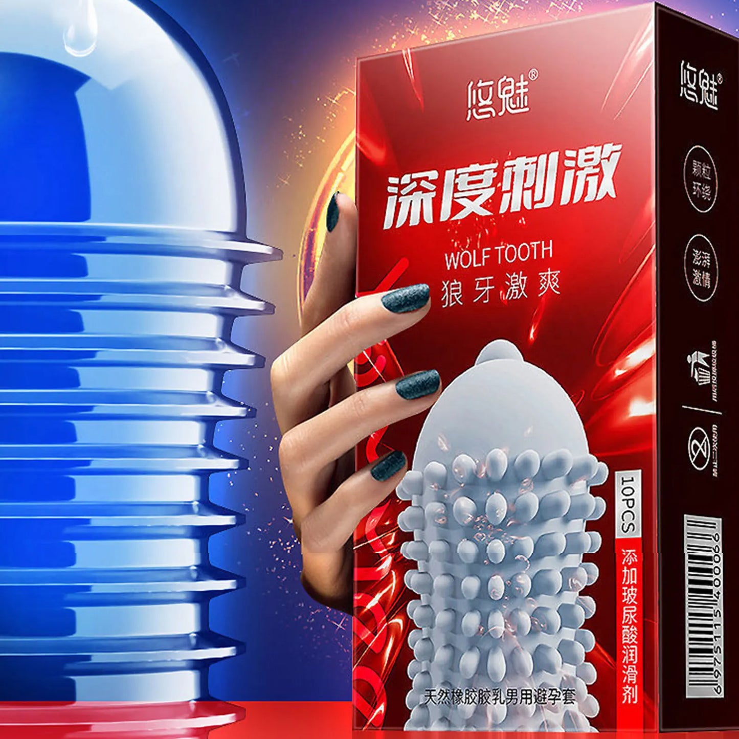 10pcs Ultra Sensitive Condoms With Mace Pointed Design Lubricated Penis Sleeve Natural Feeling Adult Supplies Sex Shop For Men - Seprincess