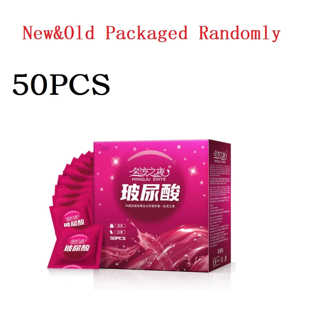 100/50pcs Hyaluronic Acid Condoms For Men Couples Ultra Thin Penis Sleeves Sex Toys Safer Condoms Sexshop Products condones caja - Seprincess