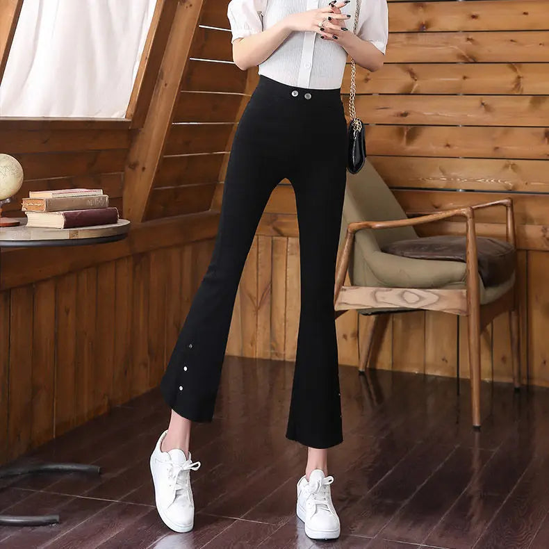 Split Flared Pants for Women High Waisted and Slim with a Base and Wide Legs Spring New Micro Flared Minimalist Casual Pants