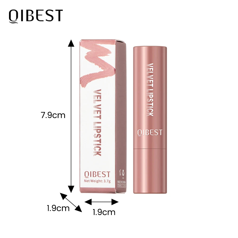 QIBEST Matte Lipstick Long Lasting Velvet Mist Nude Brown Lipstick Non-Stick Cup Classic Highly Pigmented Red Lip Stain Cosmetic - Seprincess