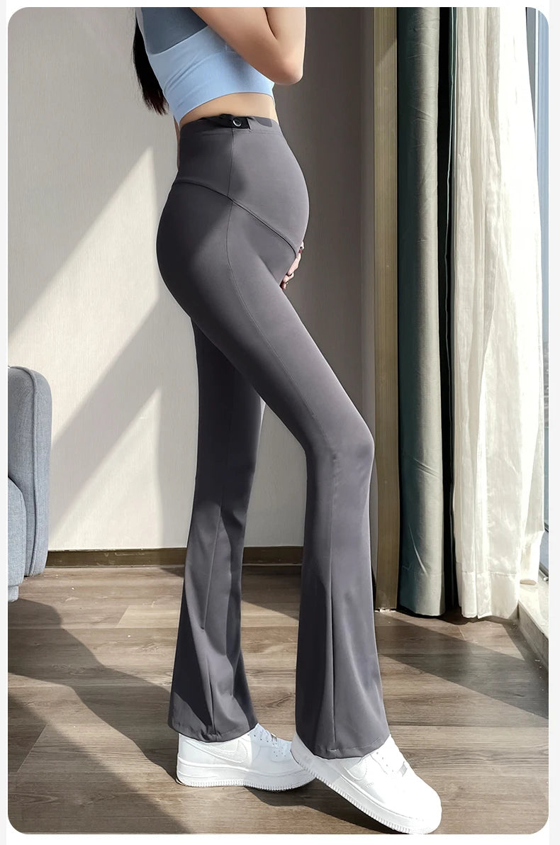 Maternity Yoga Pants For Summer 2024 New Clothes For Pregnant Women Fashion Solid Pregnancy Flare Shark Trousers Leggings M-xxl