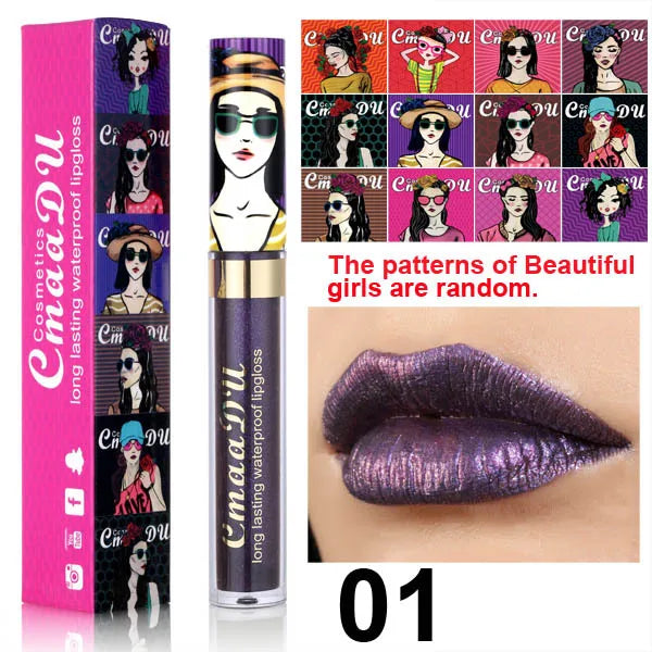 CmaaDu Glitter Lip Gloss Beauty Girl Diamond Shimmer Lip Tint Make Up Waterproof Long Lasting Gray Flash Liquid Lipstick Makeup - Seprincess