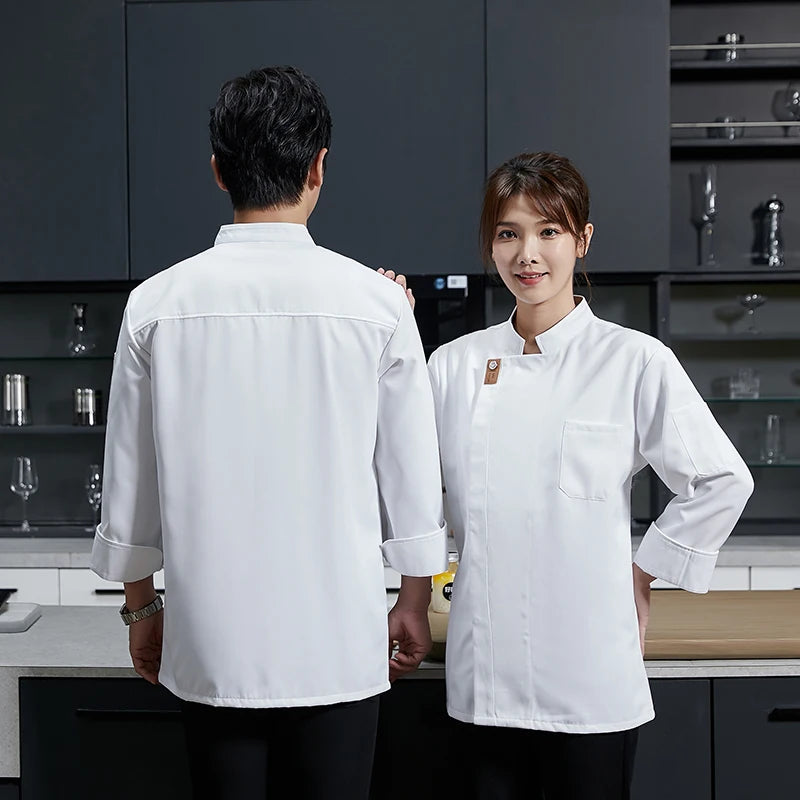 Black chef uniform Restaurant long Sleeve Cooking Coat Chef T-shirt Baker Work Uniform Hotel Kitchen Clothes Waiter Overalls - Seprincess