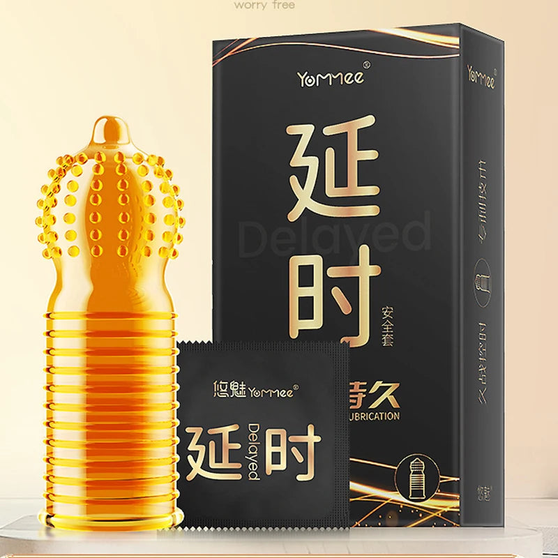 6PCS/Box Female G-spot Vaginal Stimulation Condoms Adult Sex Products Extra Sensitive Penis Sleeve Ribbed Dotted Spike Condom - Seprincess